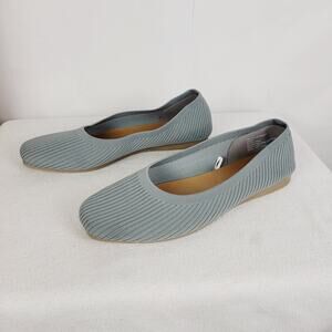 Stylus Womens Franco Grey Square Toe Ribbed Fabric Slip On Flats Size 10